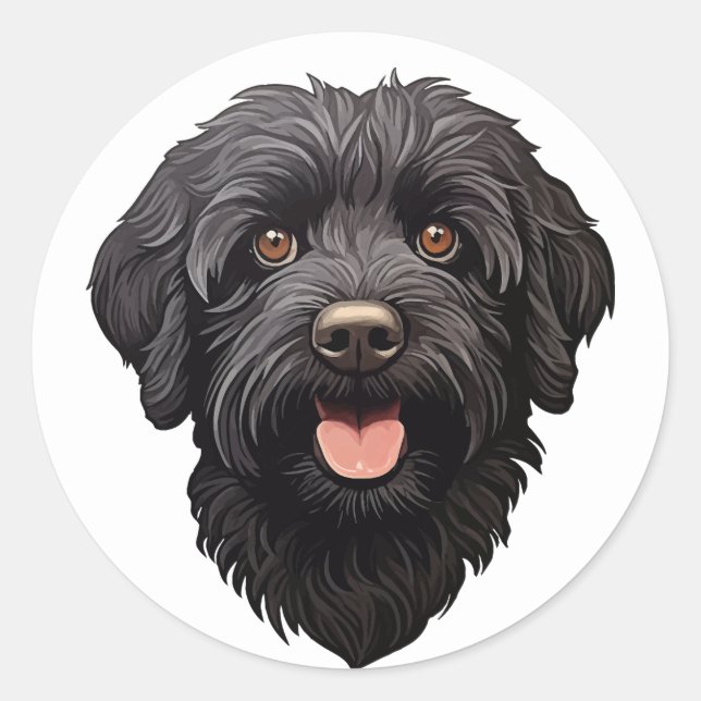 Labradoodle Black Dog Classic Round Sticker (Front)