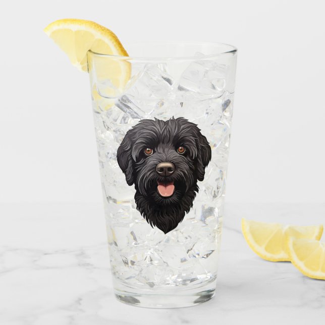 Labradoodle Black Dog Glass (Front Ice)