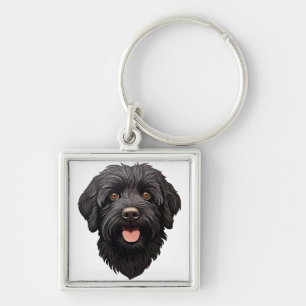 Labradoodle Black Dog Key Ring