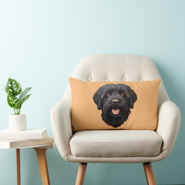 Labradoodle Black Dog Lumbar Cushion (Chair)