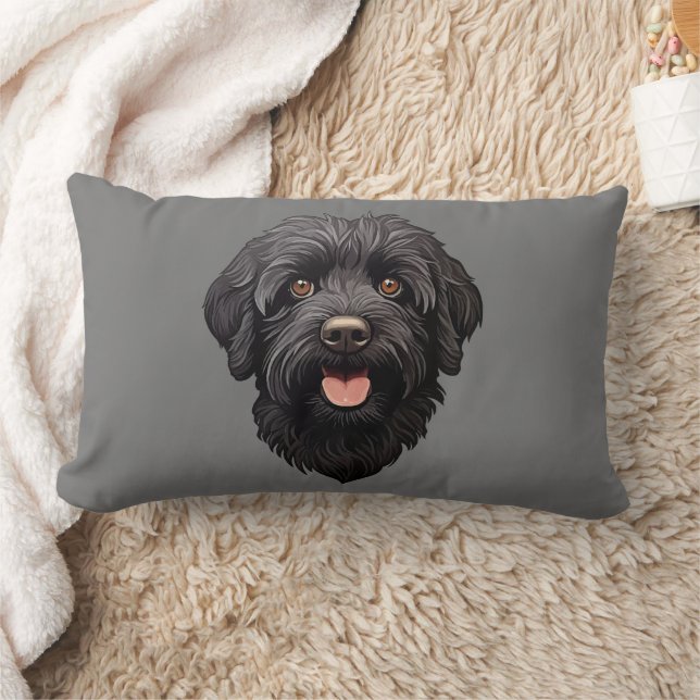 Labradoodle Black Dog Lumbar Cushion (Blanket)