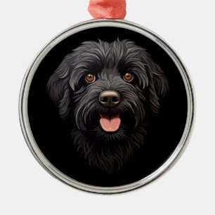 Labradoodle Black Dog Metal Ornament