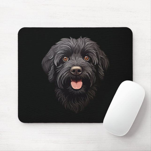 Labradoodle Black Dog Mouse Pad (With Mouse)