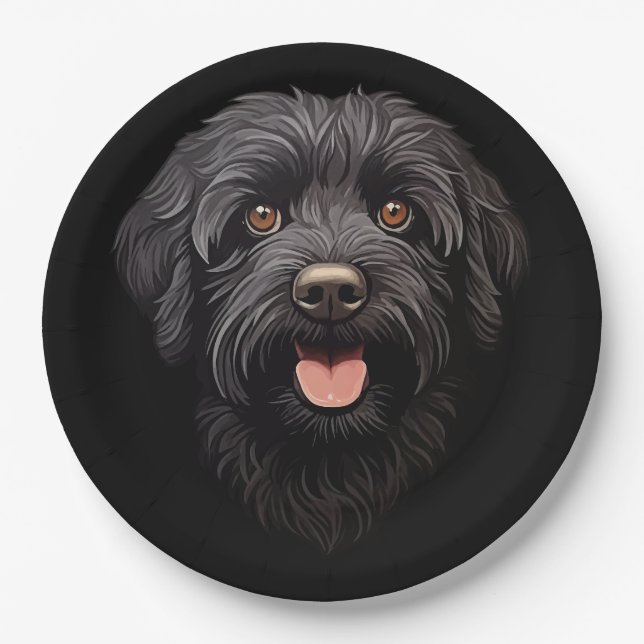 Labradoodle Black Dog Paper Plate (Front)