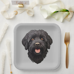 Labradoodle Black Dog Paper Plate