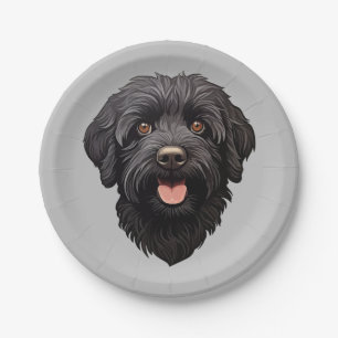 Labradoodle Black Dog Paper Plate