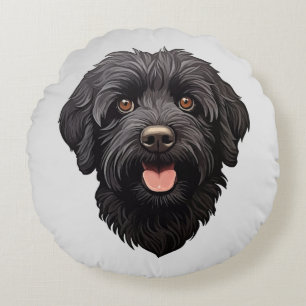 Labradoodle Black Dog Round Cushion