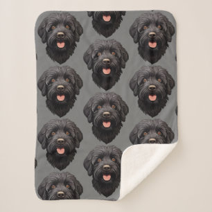 Labradoodle Black Dog Sherpa Blanket