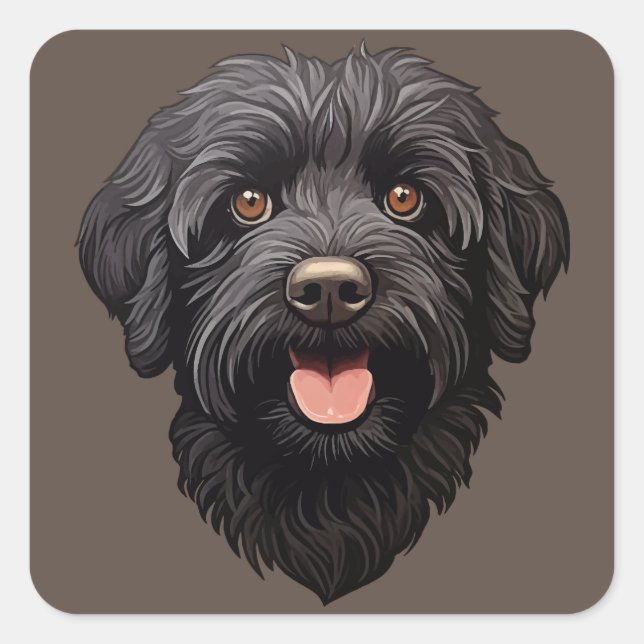 Labradoodle Black Dog Square Sticker (Front)