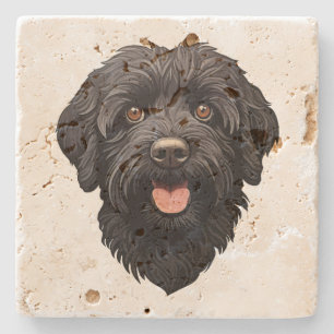 Labradoodle Black Dog Stone Coaster
