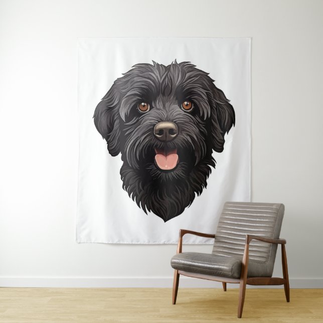 Labradoodle Black Dog Tapestry (In Situ)