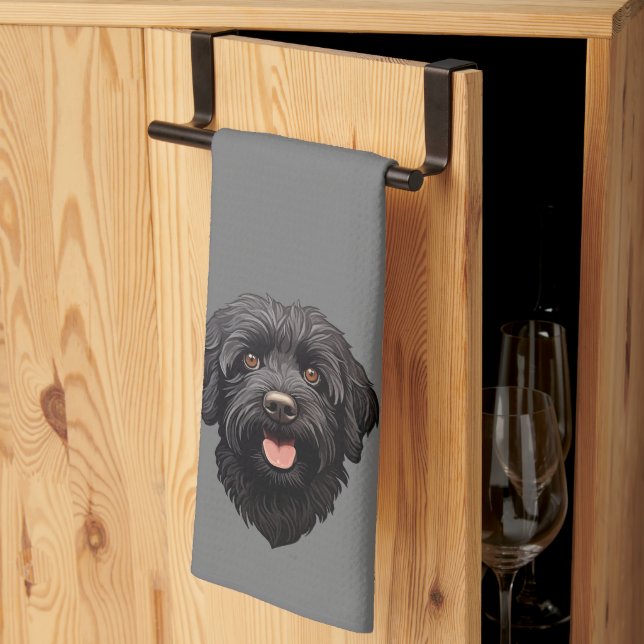 Labradoodle Black Dog Tea Towel (Thirds Fold)