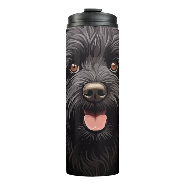 Labradoodle Black Dog Thermal Tumbler (Front)