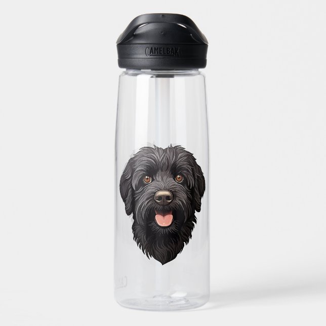 Labradoodle Black Dog Water Bottle (Back)