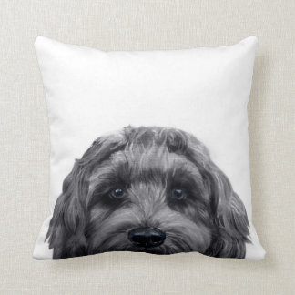 Labradoodle Black Original painting by miart Cushion