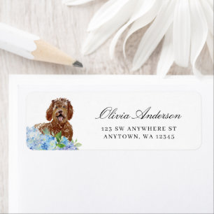 Labradoodle Blue Hydrangea Return Address Return Address Label