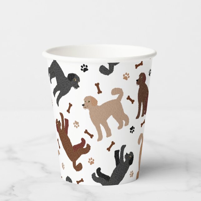 Labradoodle Bones and Paws Paper Cups (Front)