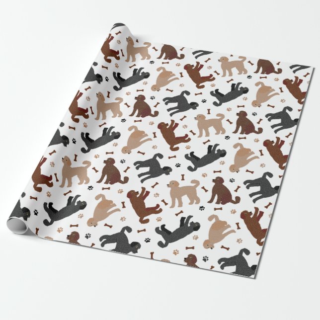 Labradoodle Bones and Paws Wrapping Paper (Unrolled)