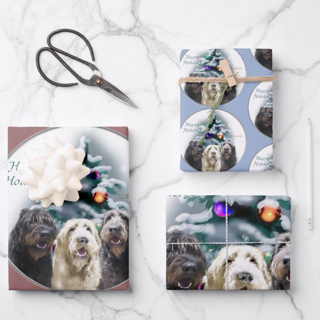 Labradoodle Christmas Gifts Wrapping Paper Sheet (Front)