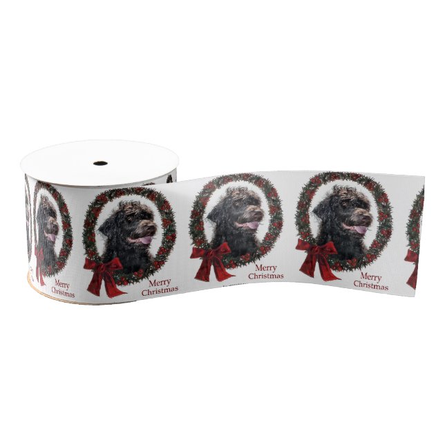 Labradoodle Christmas Grosgrain Ribbon (Spool)