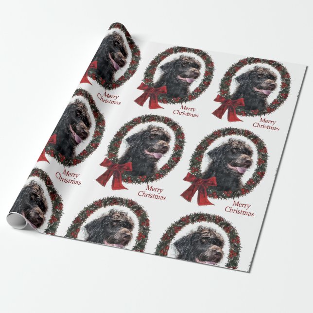 Labradoodle Christmas Wrapping Paper (Unrolled)
