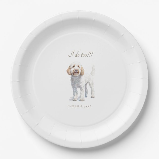 Labradoodle Custom Pet Wedding Paper Plate (Front)