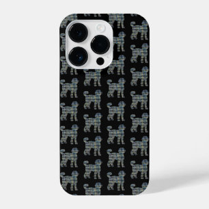 Labradoodle Cute Dog Silhouette Grid Black iPhone 14 Pro Case
