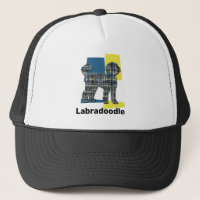 Labradoodle Cute Dog Silhouette Tricolour Grid