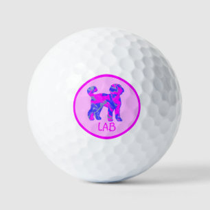 Labradoodle Cute Pink Dog Silhouette Monogram Golf Balls