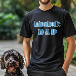 Labradoodle Dad Blue Typography Paw Prints T-Shirt