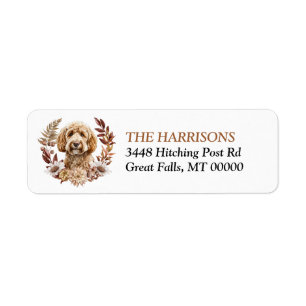 Labradoodle Dog Autumn Wreath Return Address Label