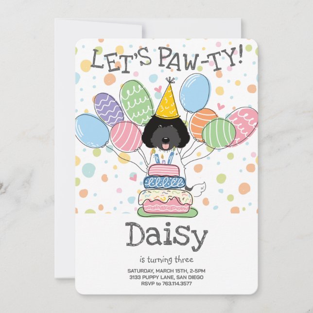 Labradoodle Dog Birthday Party Invitation (Front)