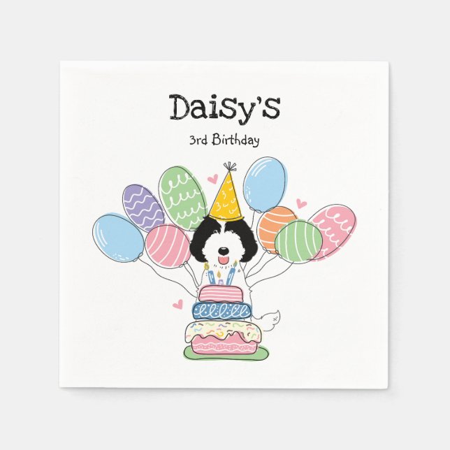 Labradoodle Dog Birthday Party Paper Napkins (Front)