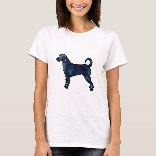 Labradoodle Dog Breed Silhouette Black Watercolor T-Shirt (Front)