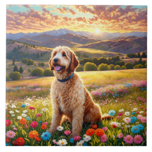 Labradoodle dog ceramic tile