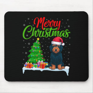 Labradoodle Dog Christmas Tree Lights Funny Xmas D Mouse Pad