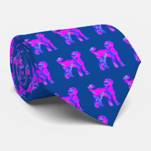 Labradoodle Dog Cute Pink Silhouette Blue Neck Tie