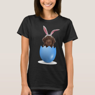 Labradoodle Dog Easter Bunny Coloured Egg Hunting T-Shirt