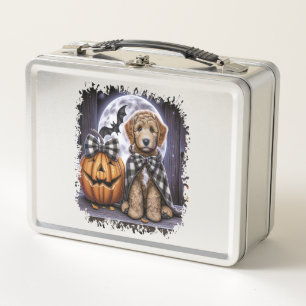 Labradoodle Dog Halloween Square Metal Lunch Box