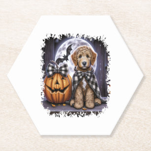 Labradoodle Dog Halloween Square Paper Coaster