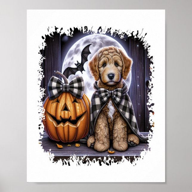 Labradoodle Dog Halloween Square Poster (Front)