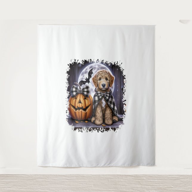 Labradoodle Dog Halloween Square Tapestry (Front)