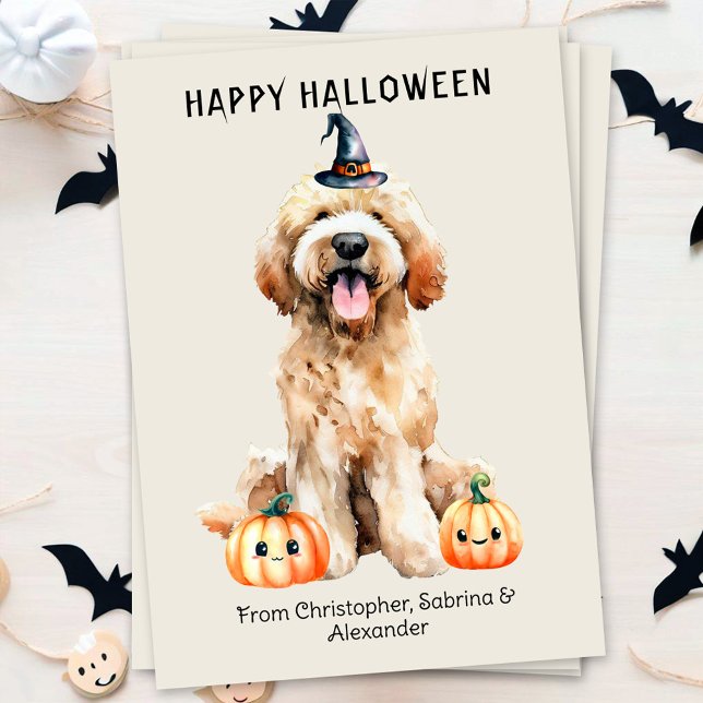 Labradoodle Dog Happy Halloween Holiday Card (Creator Uploaded)