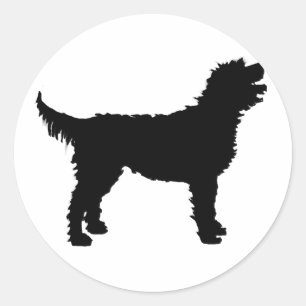 Labradoodle Dog (in black) Classic Round Sticker