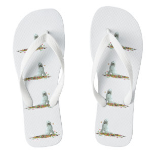 Labradoodle Dog In Leaves Flip Flops