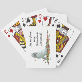 Labradoodle Dog In Leaves Playing Cards