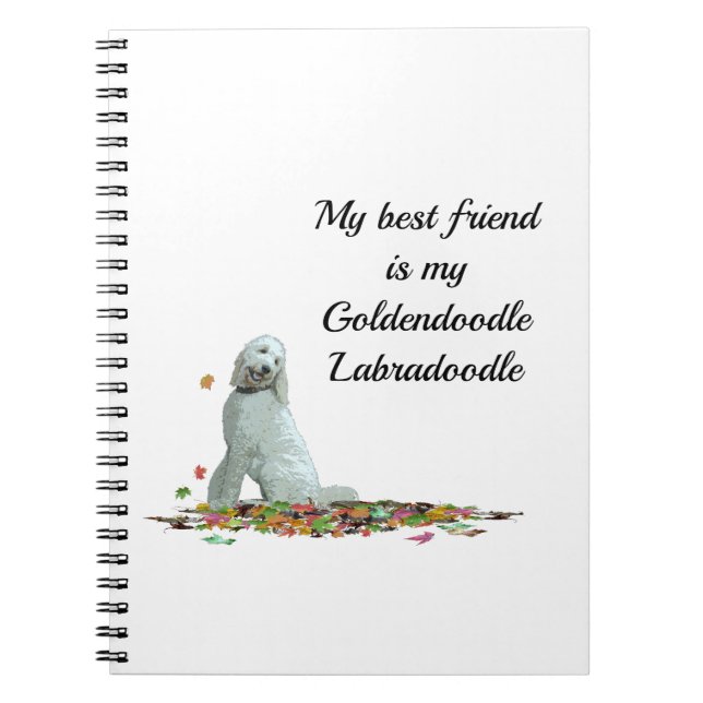 Labradoodle Dog In Leaves Spiral Notebook (Front)