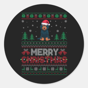 Labradoodle Dog Lovers Santa Hat Christmas Tree Li Classic Round Sticker