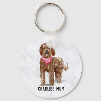 Labradoodle Dog Mum Button Key Ring