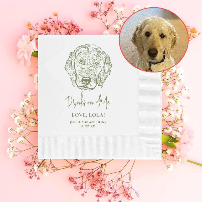 Labradoodle Dog Personalised Drinks on Me Napkin (Creator Uploaded)